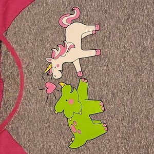 Unicorn & Dino Friends! Girls baseball style shirt. NO SIZE